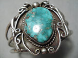 Important Vintage Native American Navajo Singer Carico Lake Turquoise Sterling Silver Bracelet-Nativo Arts