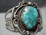 Important Vintage Native American Navajo Singer Carico Lake Turquoise Sterling Silver Bracelet-Nativo Arts
