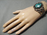 Important Vintage Native American Navajo Singer Carico Lake Turquoise Sterling Silver Bracelet-Nativo Arts