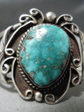 Important Vintage Native American Navajo Singer Carico Lake Turquoise Sterling Silver Bracelet-Nativo Arts
