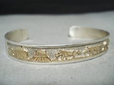 Important Vintage Native American Navajo Sterling Silver 12k Gold Storyteller Bracelet-Nativo Arts