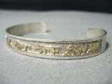 Important Vintage Native American Navajo Sterling Silver 12k Gold Storyteller Bracelet-Nativo Arts