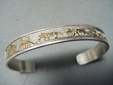 Important Vintage Native American Navajo Sterling Silver 12k Gold Storyteller Bracelet-Nativo Arts