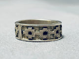 Important Vintage Native American Navajo Sterling Silver Geomtric Hand Carved Ring-Nativo Arts
