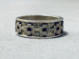 Important Vintage Native American Navajo Sterling Silver Geomtric Hand Carved Ring-Nativo Arts