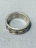 Important Vintage Native American Navajo Sterling Silver Geomtric Hand Carved Ring-Nativo Arts