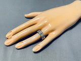 Important Vintage Native American Navajo Sterling Silver Geomtric Hand Carved Ring-Nativo Arts