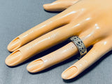 Important Vintage Native American Navajo Sterling Silver Geomtric Hand Carved Ring-Nativo Arts