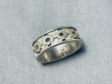 Important Vintage Native American Navajo Sterling Silver Geomtric Hand Carved Ring-Nativo Arts