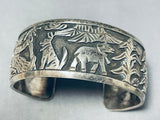 Important Vintage Native American Navajo Sterling Silver Storyteller Bracelet Signed-Nativo Arts