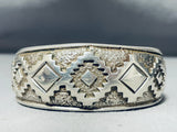 Important Vintage Native American Navajo Tom Jackson Sterling Silver Geomtric Bracelet-Nativo Arts