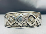Important Vintage Native American Navajo Tom Jackson Sterling Silver Geomtric Bracelet-Nativo Arts