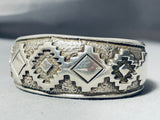 Important Vintage Native American Navajo Tom Jackson Sterling Silver Geomtric Bracelet-Nativo Arts