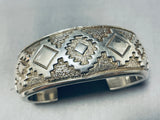 Important Vintage Native American Navajo Tom Jackson Sterling Silver Geomtric Bracelet-Nativo Arts