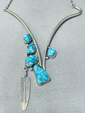 Important Vintage Native American Navajo Unique Design Turquoise Sterling Silver Necklace-Nativo Arts