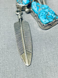 Important Vintage Native American Navajo Unique Design Turquoise Sterling Silver Necklace-Nativo Arts