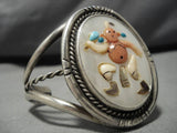 Important Vintage Native American Navajo Zuni Coral Mudhead Sterling Silver Bracelet Old-Nativo Arts