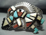 Important Vintage Native American Zuni Alonzo Hustitto Inlay Sterling Silver Bracelet-Nativo Arts