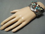 Important Vintage Native American Zuni Alonzo Hustitto Inlay Sterling Silver Bracelet-Nativo Arts