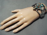 Important Vintage Native American Zuni Gary Vacit Turquoise Sterling Silver Knifewing Bracelet-Nativo Arts