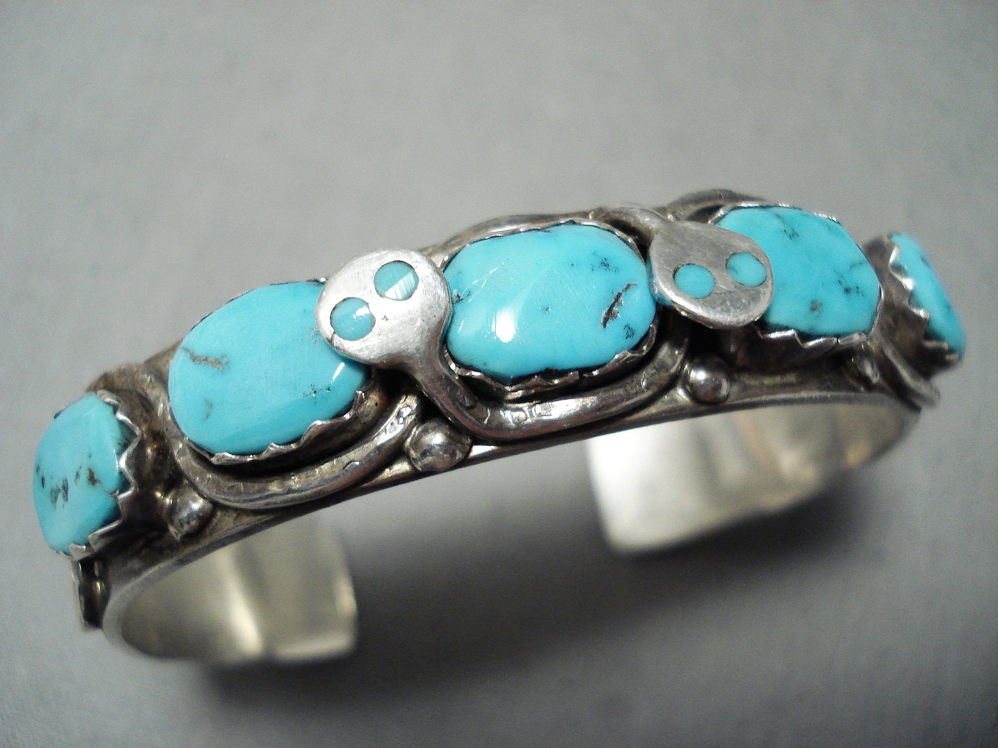 Important Vintage Native American Zuni Turquoise Snake Sterling 