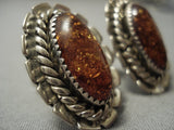 Important Vintage Navajo Agate Kee Joe Benally Native American Jewelry Silver Earrings-Nativo Arts