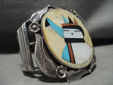 Important Vintage Navajo Elvis Nelson Turquoise Coral Native American Jewelry Silver Bracelet Old Pawn-Nativo Arts