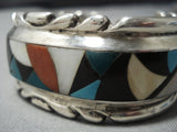 Important Wayne Quam Alice Vintage Native American Jewelry Zuni Turquoise Coral Sterling Silver Bracelet-Nativo Arts