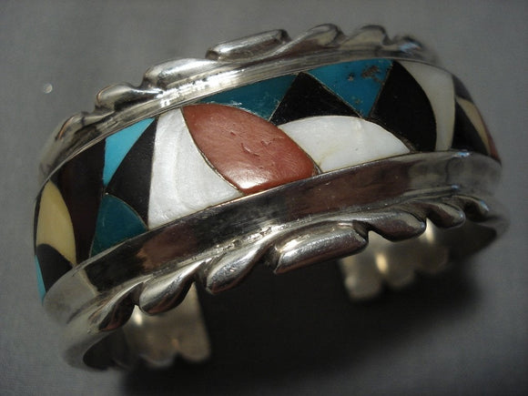 Important Wayne Quam Alice Vintage Native American Jewelry Zuni Turquoise Coral Sterling Silver Bracelet-Nativo Arts