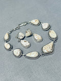 Impressive Native American Navajo Dry Creek Turquoise Sterling Silver Bracelet And Earring Set-Nativo Arts