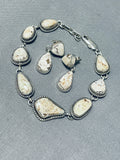 Impressive Native American Navajo Dry Creek Turquoise Sterling Silver Bracelet And Earring Set-Nativo Arts