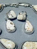 Impressive Native American Navajo Dry Creek Turquoise Sterling Silver Bracelet And Earring Set-Nativo Arts