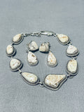 Impressive Native American Navajo Dry Creek Turquoise Sterling Silver Bracelet And Earring Set-Nativo Arts
