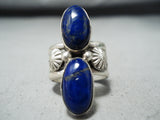 Impressive Native American Navajo Lapis Sterling Silver Ring Signed-Nativo Arts