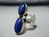 Impressive Native American Navajo Lapis Sterling Silver Ring Signed-Nativo Arts