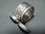 Impressive Native American Navajo Lapis Sterling Silver Ring Signed-Nativo Arts
