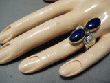 Impressive Native American Navajo Lapis Sterling Silver Ring Signed-Nativo Arts