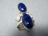 Impressive Native American Navajo Lapis Sterling Silver Ring Signed-Nativo Arts