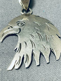 Impressive Native American Navajo Signed Eagle Sterling Silver Eagle Pendant-Nativo Arts