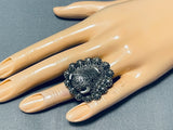 Impressive Native American Navajo Sterling Silver Buffalo Ring-Nativo Arts