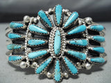 Impressive Native American Navajo Turquoise Cluster Sterling Silver Bracelet-Nativo Arts