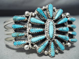 Impressive Native American Navajo Turquoise Cluster Sterling Silver Bracelet-Nativo Arts