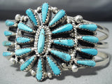 Impressive Native American Navajo Turquoise Cluster Sterling Silver Bracelet-Nativo Arts