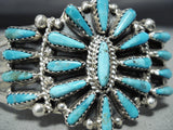 Impressive Native American Navajo Turquoise Cluster Sterling Silver Bracelet-Nativo Arts