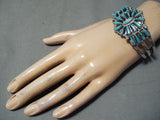 Impressive Native American Navajo Turquoise Cluster Sterling Silver Bracelet-Nativo Arts