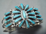 Impressive Native American Navajo Turquoise Cluster Sterling Silver Bracelet-Nativo Arts