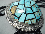 Impressive Navajo/ Santo Domingo Turquoise Sterling Silver Bolo Tie-Nativo Arts