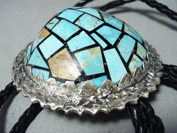 Impressive Navajo/ Santo Domingo Turquoise Sterling Silver Bolo Tie-Nativo Arts