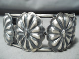 Impressive Navajo Sterling Silver Concho Bracelet Native American-Nativo Arts