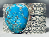 Impressive San Felipe Blue Diamond Turquoise Sterling Silver Bracelet-Nativo Arts